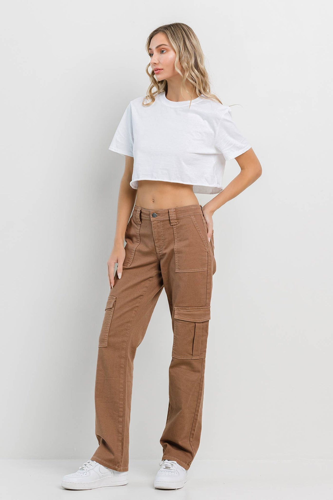 Taupe Straight Cargo Pants