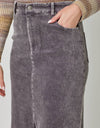 60742 Washed Front Slit Corduroy Skirt