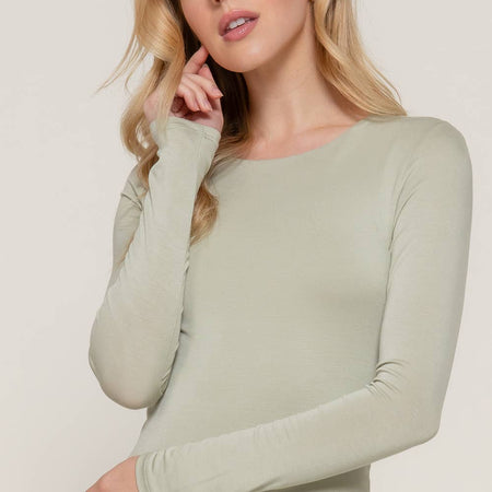 Long Sleeve Crew Neck Two Ply Rayon Spandex Jersey Top