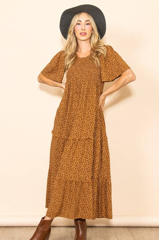 Fall In Love Smocked Flare Maxi Dress