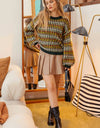 MULTICOLOR CREWNECK KNIT PULLOVER SWEATER