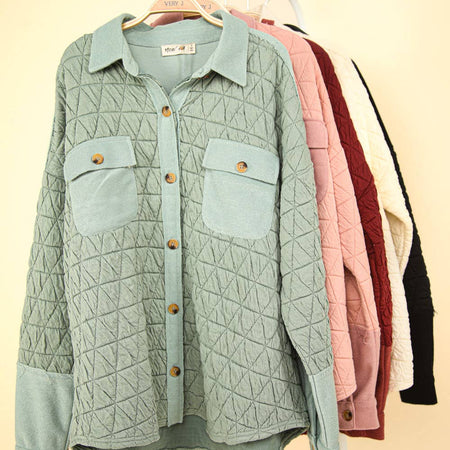 NT11775-Oversized Quilted Cozy Shacket Jacket