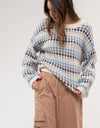 MULTICOLOR CREWNECK KNIT PULLOVER SWEATER