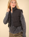 NJ90335-Side Bow Tie Front Zipper Crop Puffer Vest