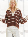 CESW3582 - STRIPED POLO SWEATER TOP