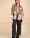 NJ90261-Mixed Plaid Oversized Casual Shacket Jacket