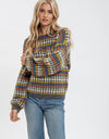 MULTICOLOR CREWNECK KNIT PULLOVER SWEATER