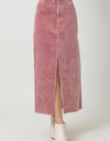 60742 Washed Front Slit Corduroy Skirt