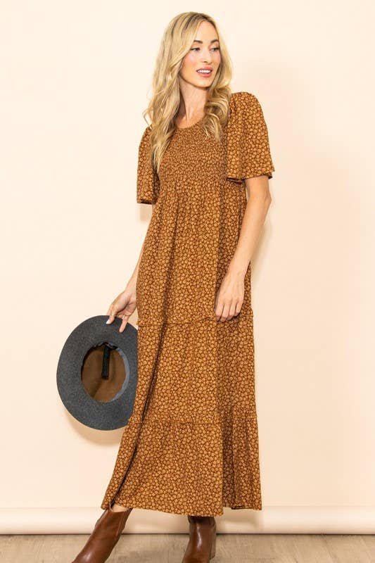 Fall In Love Smocked Flare Maxi Dress