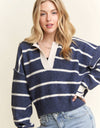 CESW3582 - STRIPED POLO SWEATER TOP