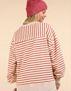 NT11927-Stripe Comfy Casual Oversized Knit Top