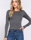 Long Sleeve Crew Neck Two Ply Rayon Spandex Jersey Top