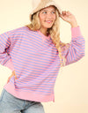 NT11927-Stripe Comfy Casual Oversized Knit Top