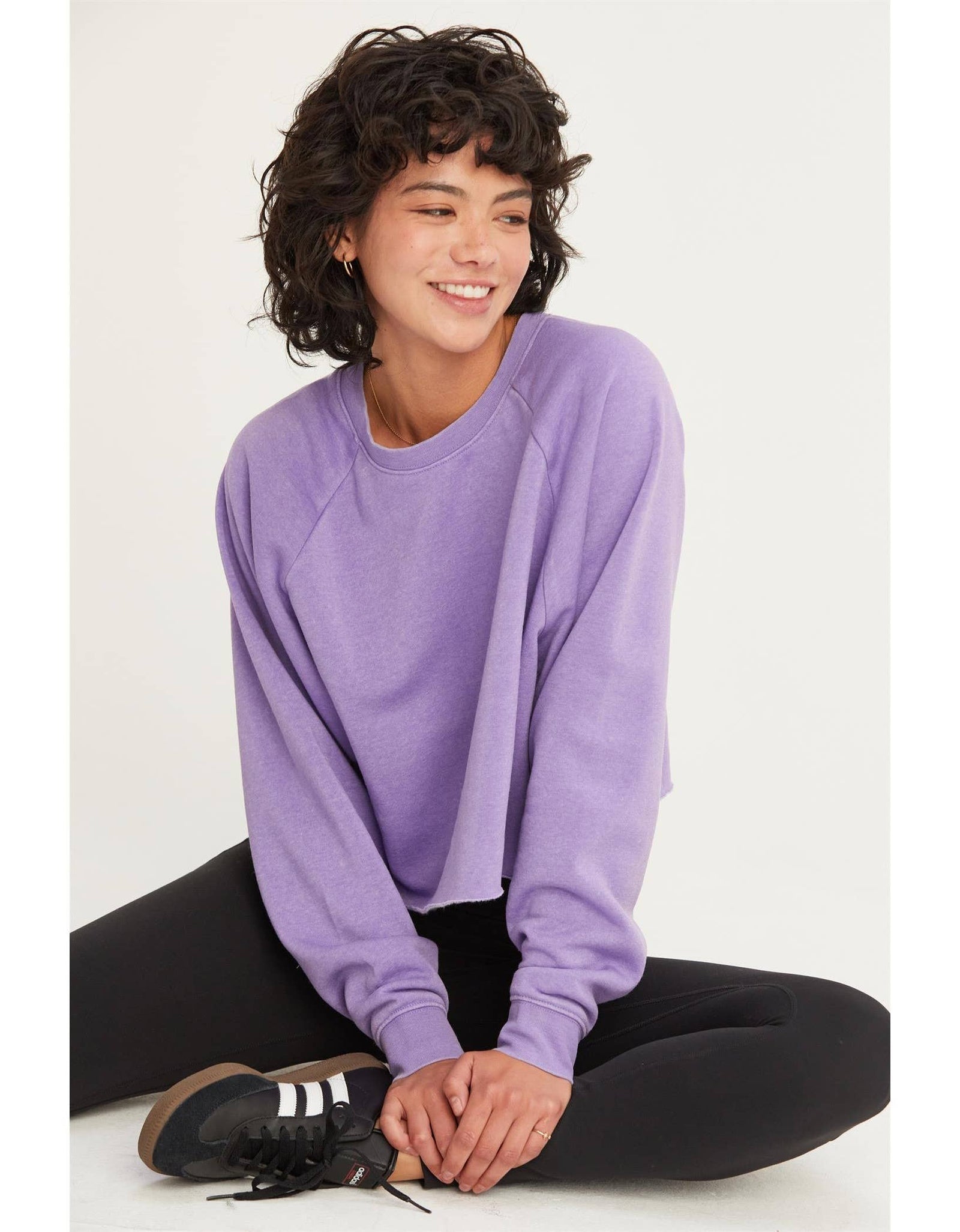 DZ25A138-Raw Hem Cropped Sweatshirt