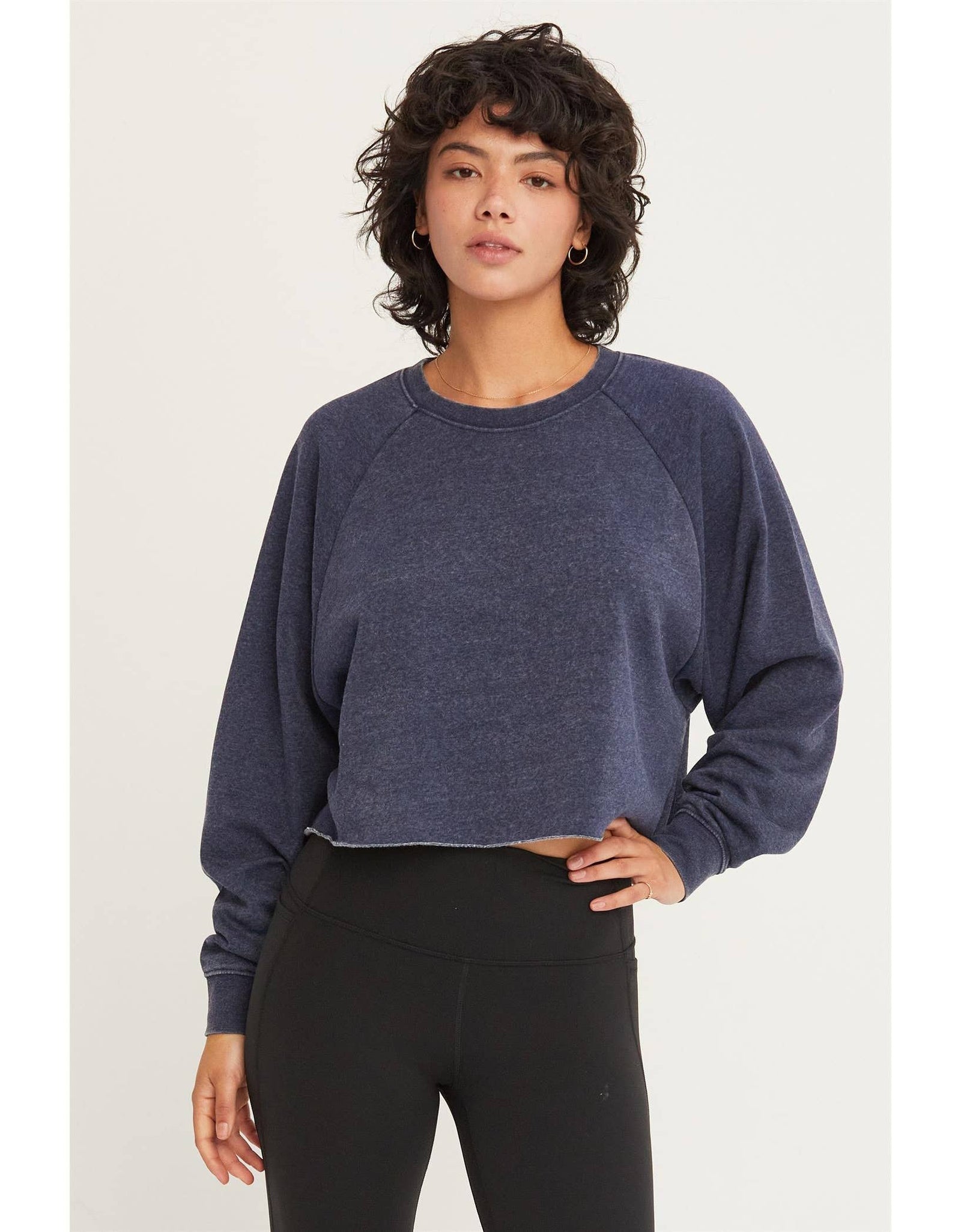 DZ25A138-Raw Hem Cropped Sweatshirt