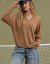 SOLID NOTCH NECK KNIT TOP