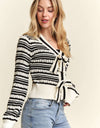 CESW3667 - BOW TIE STRIPE SWEATER TOP