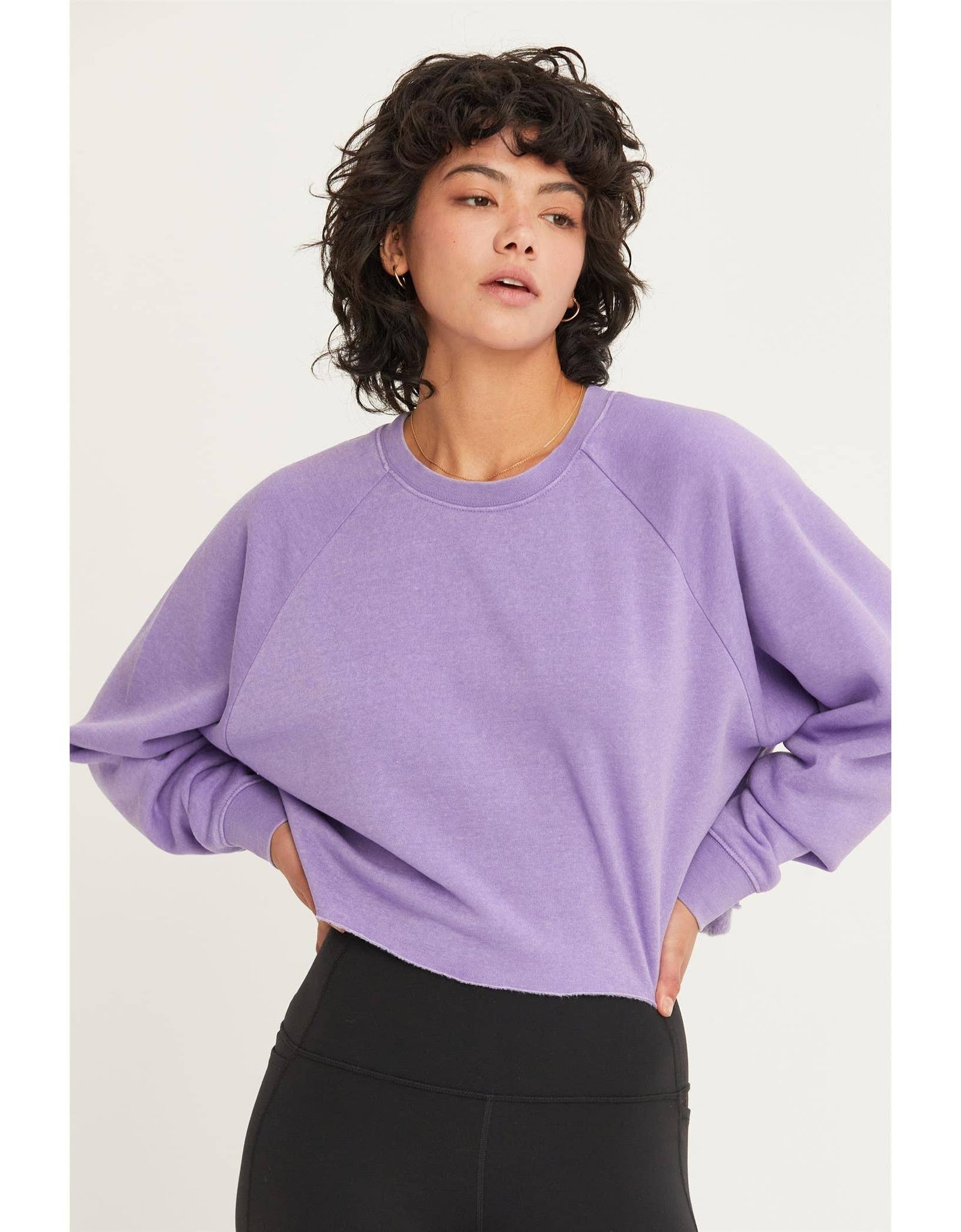 DZ25A138-Raw Hem Cropped Sweatshirt