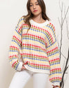 MULTICOLOR CREWNECK KNIT PULLOVER SWEATER