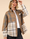 NJ90261-Mixed Plaid Oversized Casual Shacket Jacket