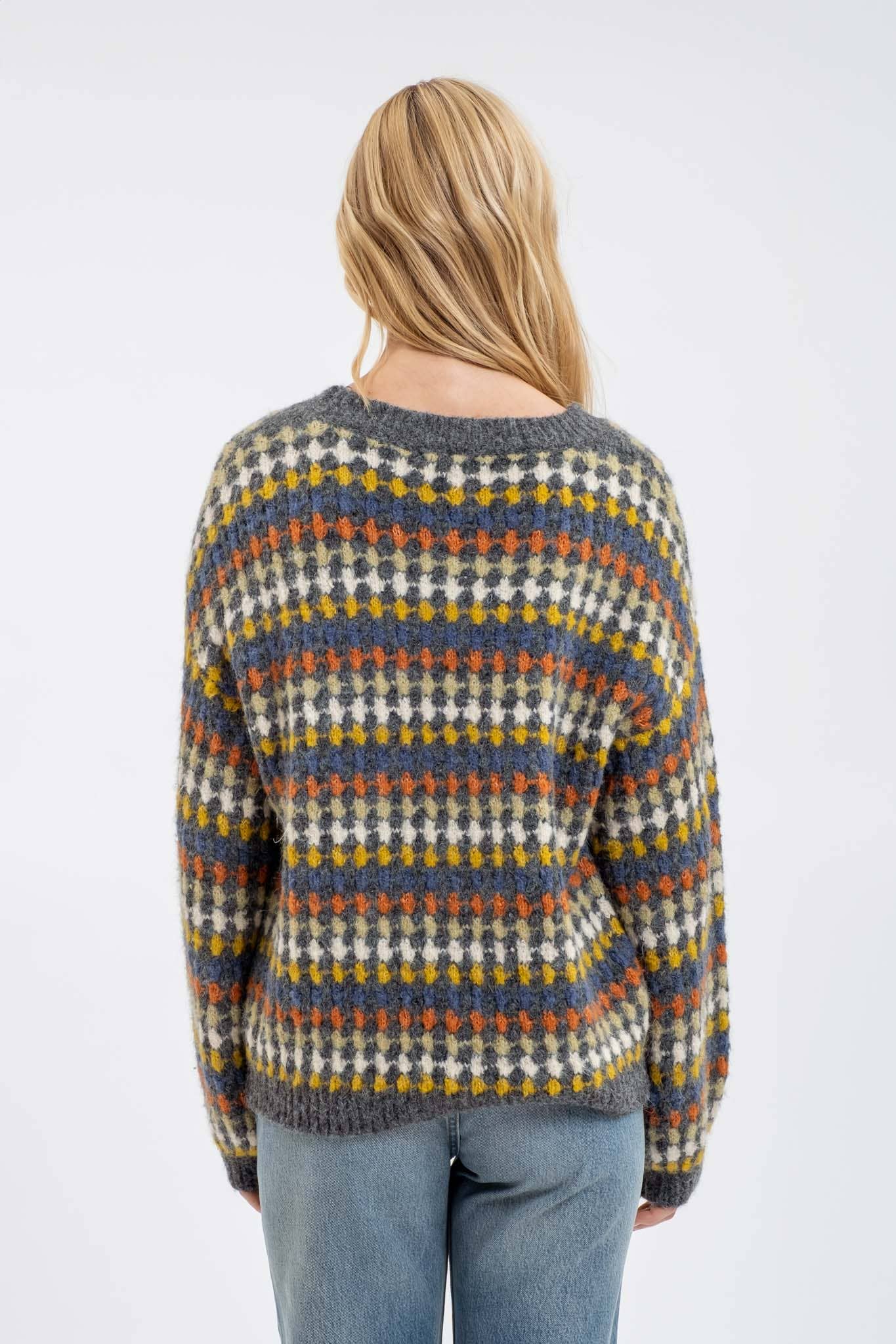 MULTICOLOR CREWNECK KNIT PULLOVER SWEATER