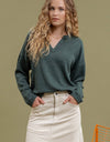 SOLID NOTCH NECK KNIT TOP