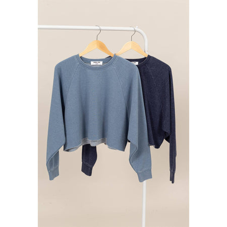 DZ25A138-Raw Hem Cropped Sweatshirt