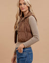 COLLARED ZIP UP CROPPED PUFFER VEST