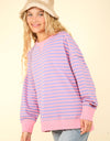 NT11927-Stripe Comfy Casual Oversized Knit Top