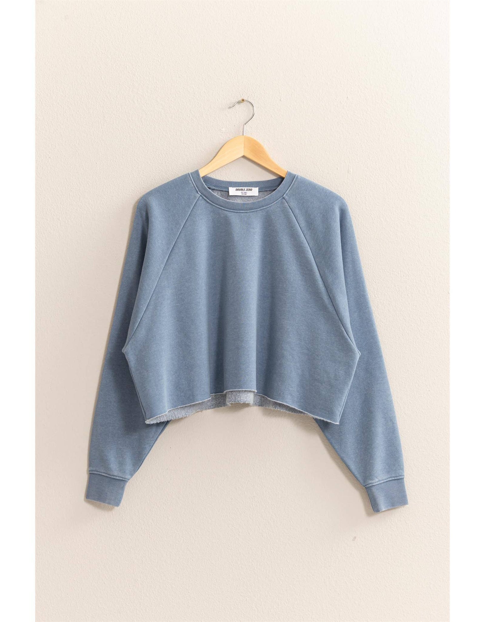 DZ25A138-Raw Hem Cropped Sweatshirt