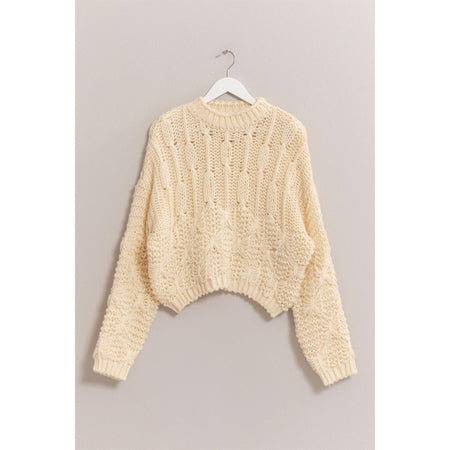 HF24F755-Chunky Cable Knit Sweater