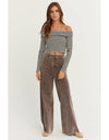 HF24C992-WASHED CORDUROY FLARE LEG PANTS