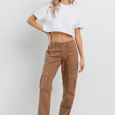 Taupe Straight Cargo Pants