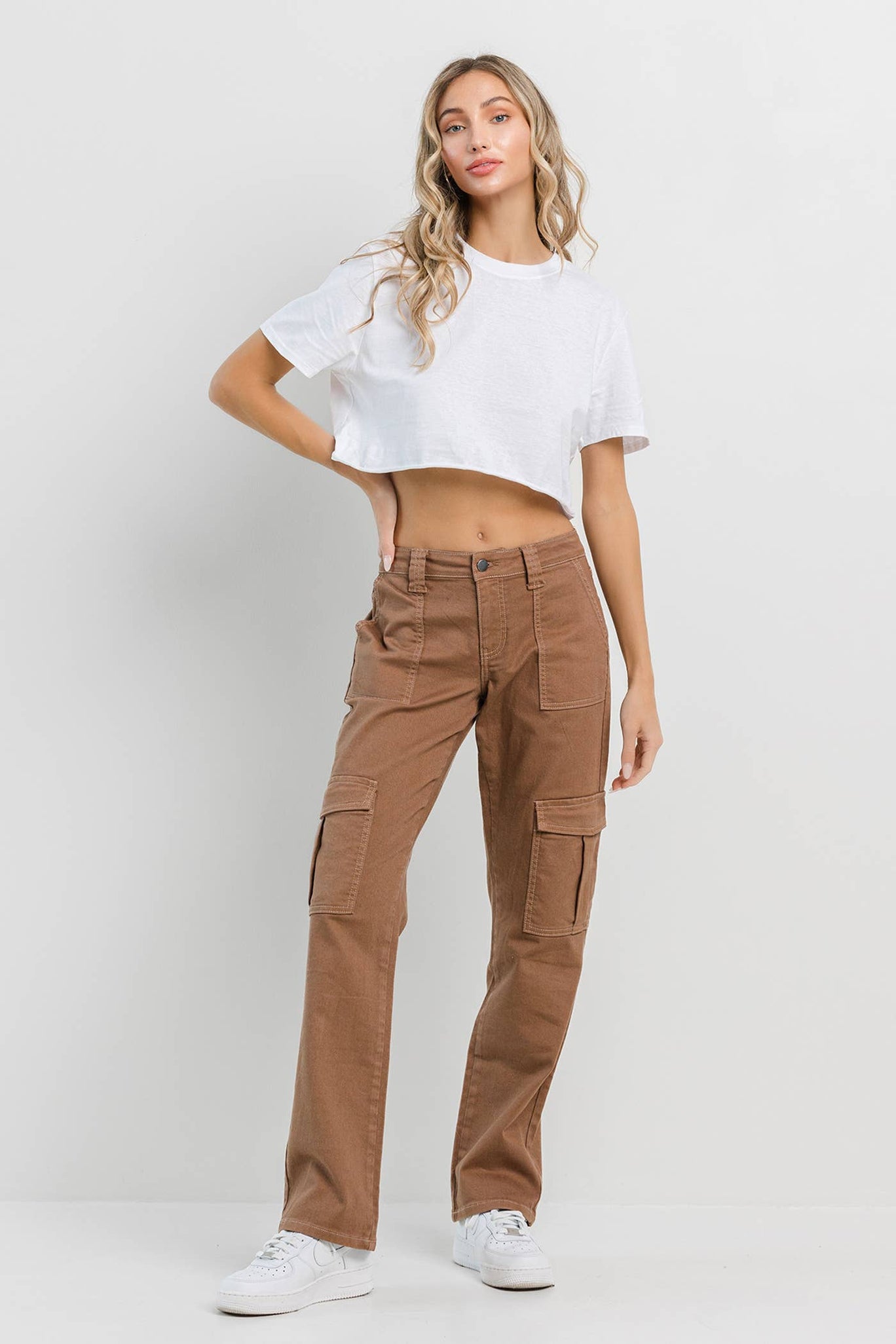 Taupe Straight Cargo Pants