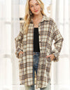 CEJ2587F - BUTTON DOWN FLANNEL SHACKET