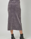 60742 Washed Front Slit Corduroy Skirt