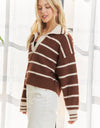 CESW3582 - STRIPED POLO SWEATER TOP