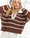 CESW3582 - STRIPED POLO SWEATER TOP