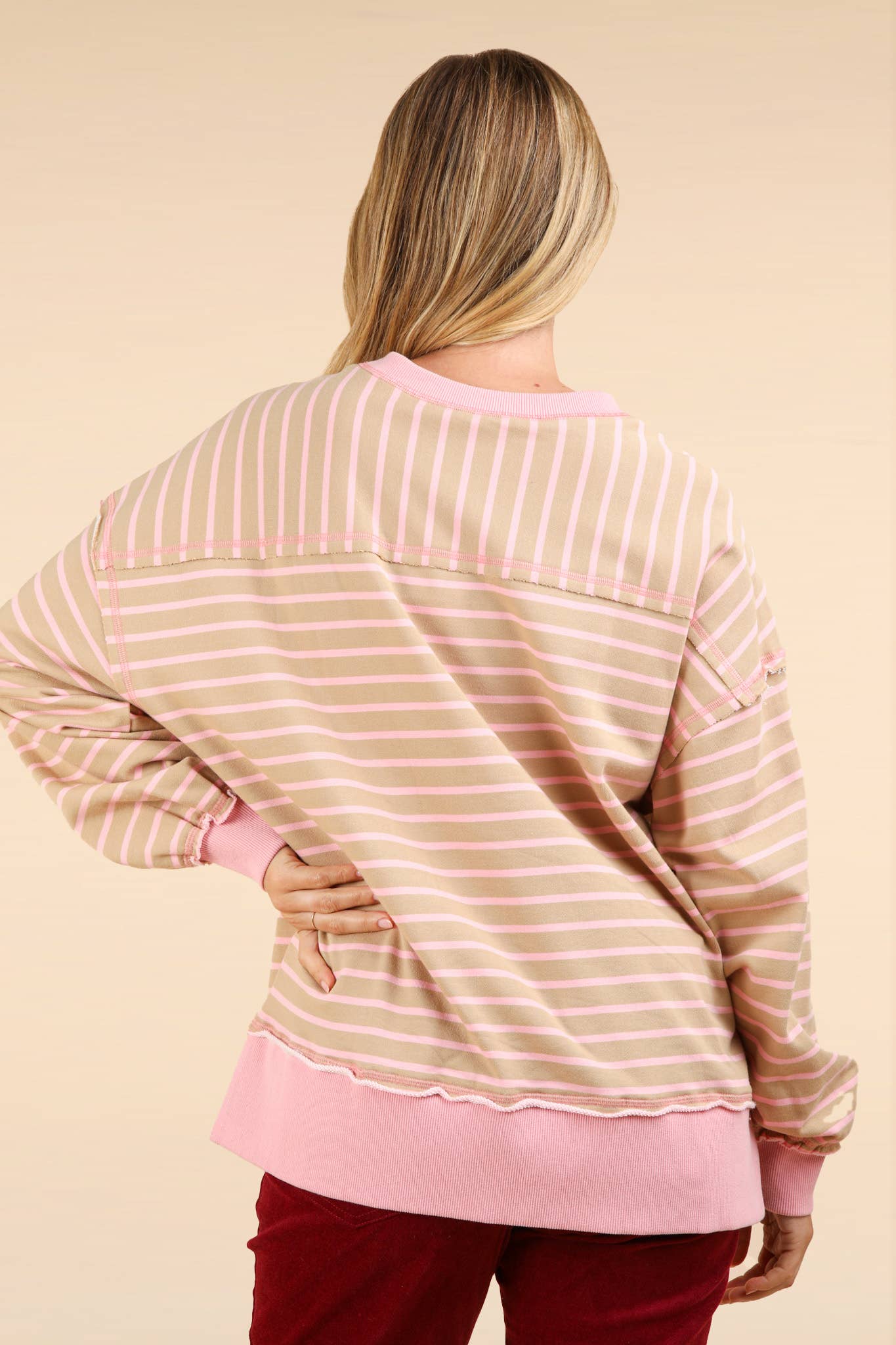 NT11927-Stripe Comfy Casual Oversized Knit Top