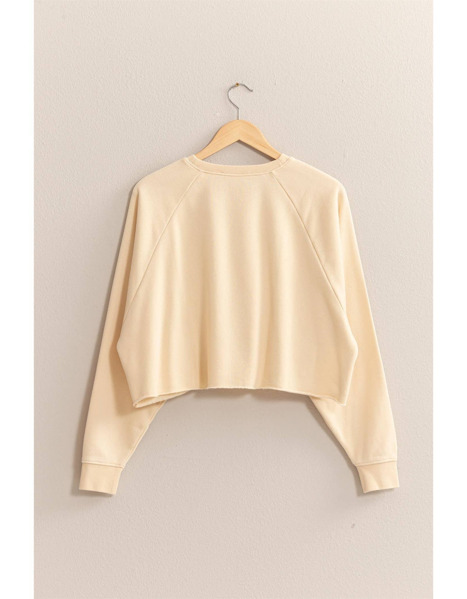 DZ25A138-Raw Hem Cropped Sweatshirt