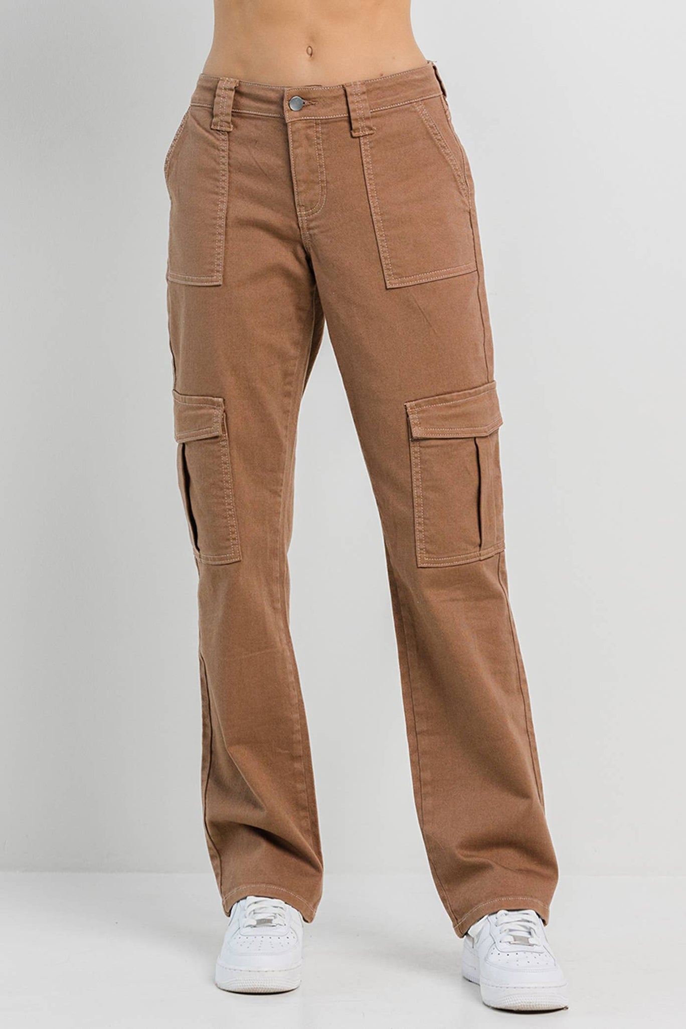 Taupe Straight Cargo Pants