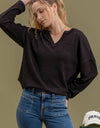 SOLID NOTCH NECK KNIT TOP