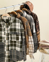 NJ90261-Mixed Plaid Oversized Casual Shacket Jacket