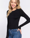 Long Sleeve Crew Neck Two Ply Rayon Spandex Jersey Top