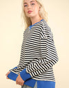 NT11927-Stripe Comfy Casual Oversized Knit Top