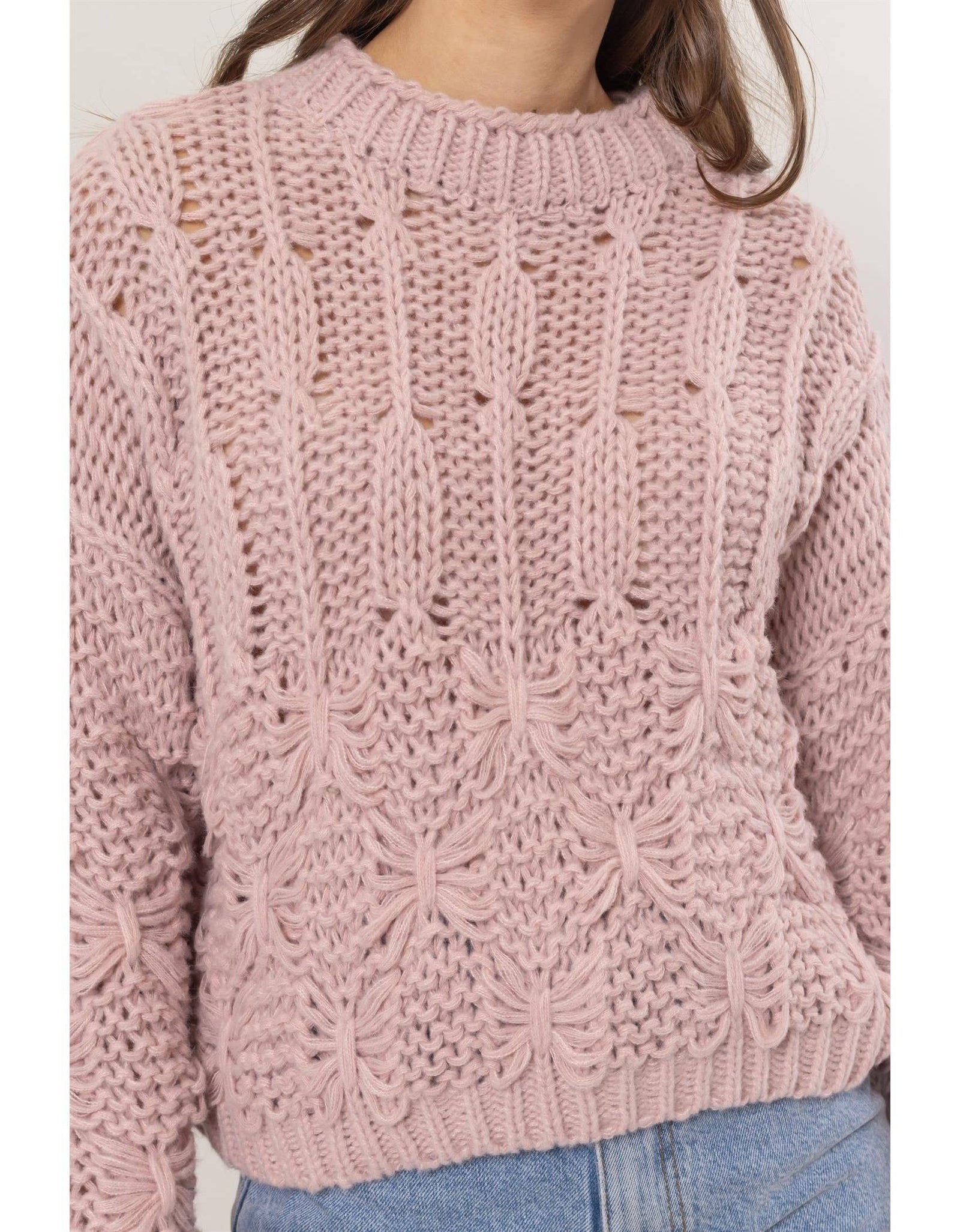 HF24F755-Chunky Cable Knit Sweater