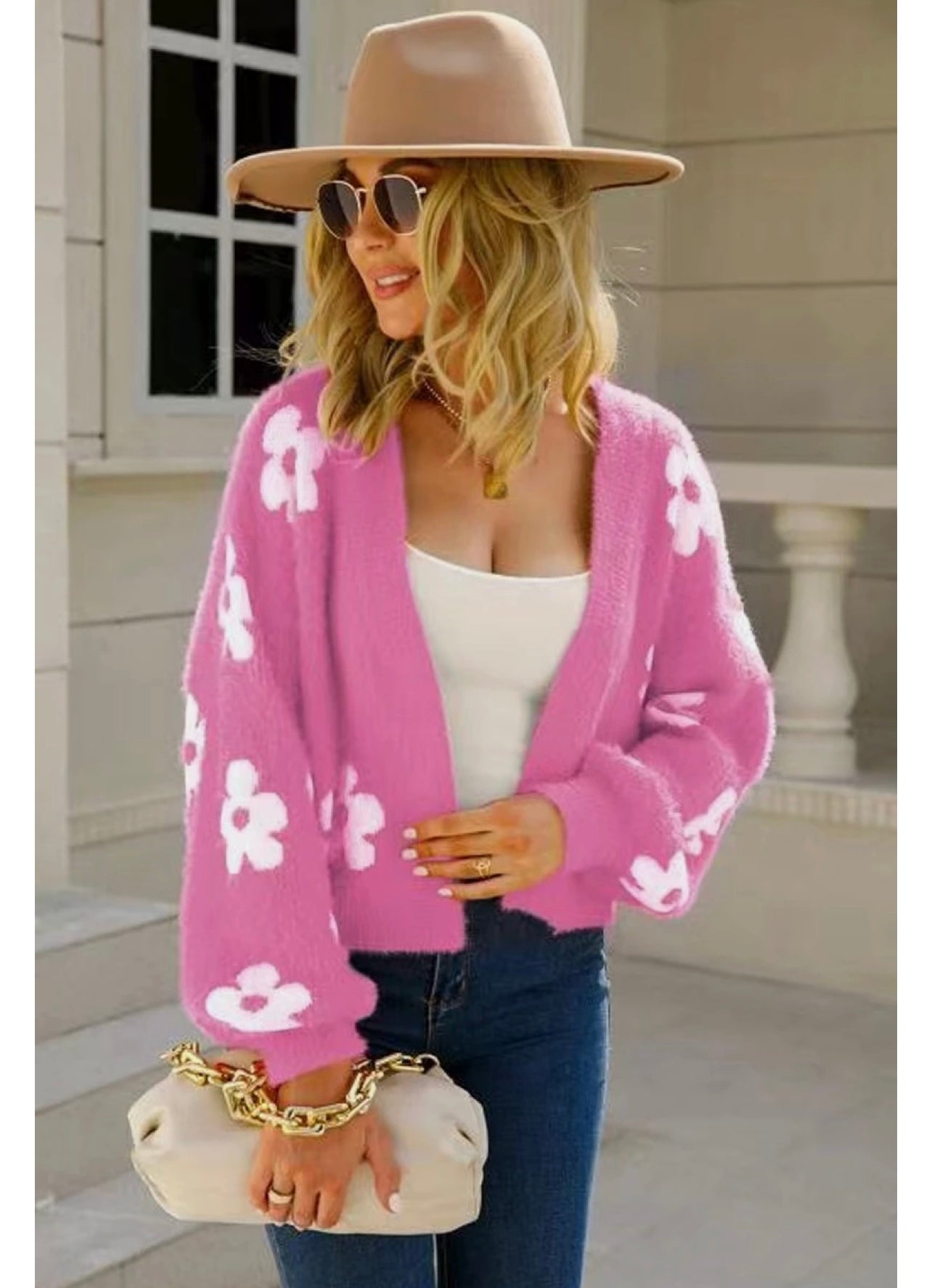 Miss Sparkling Pink Flower Cardigan