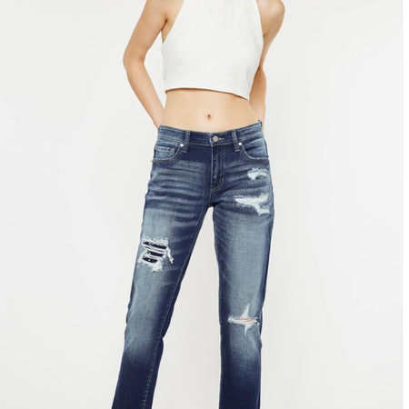 Kancan Mid Rise Slim Boyfriend Jean