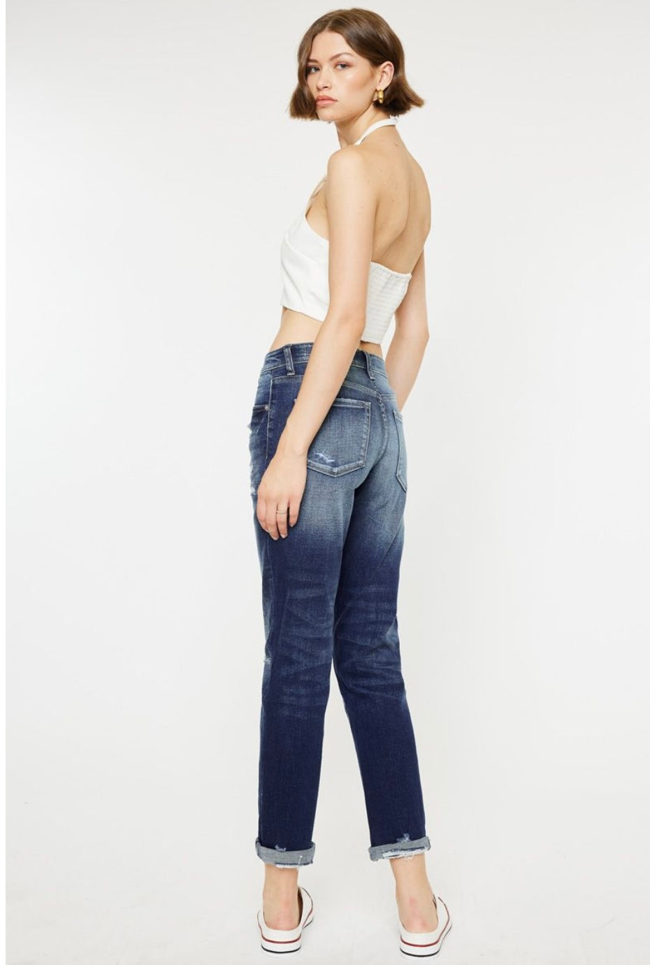 Kancan Mid Rise Slim Boyfriend Jean