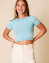 Timing Round Neck Mineral Wash Sweater Crop Top